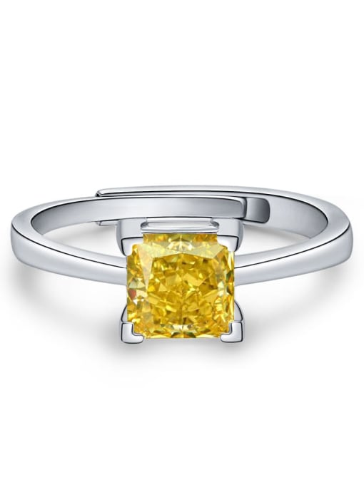 Yellow [R 1964] 925 Sterling Silver High Carbon Diamond Geometric Minimalist Ring
